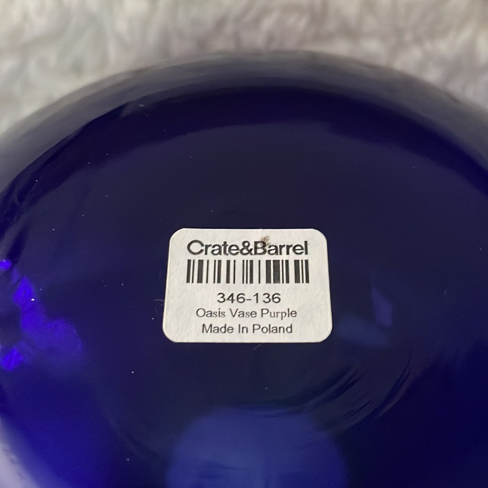 NWOT CRATE & BARREL Oasis vase Purple. - Picture 4 of 4